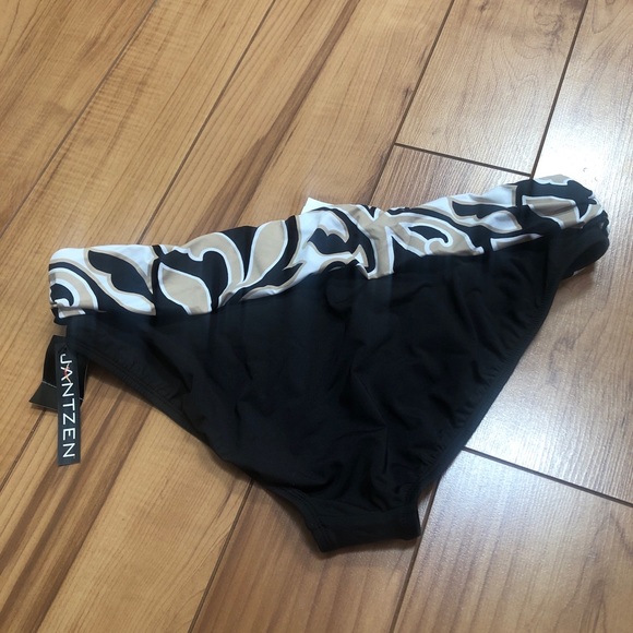 NWT “JANTZEN” Swimsuit Bottoms (Msrp $44) Black/Tan/White Floral Sz 14 - Picture 4 of 4